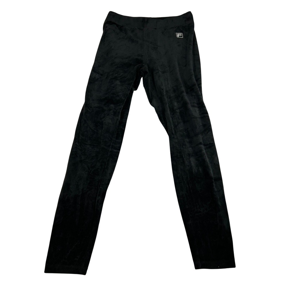 Fila Mens Black Velour Velvety Soft Stretch Leggings Pants Size Medium 5857
